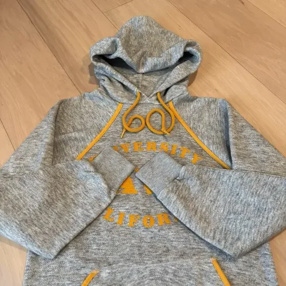 Vintage UC Davis Hoodie S Gray 70s Fleece Pullover California Davis University - Picture 4 of 9